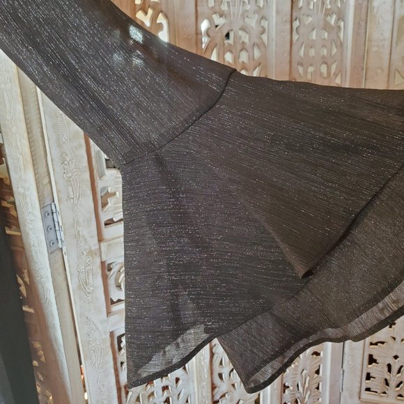 NWT BCBGeneration Black Metallic Bell Sleeve Dress XS - Picture 6 of 14